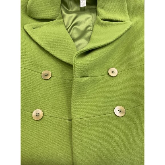Talbots Vintage Olive Double Breasted Pea Coat Italian Wool Size 10 - Picture 6 of 9